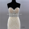 Designer Luxury Off-shoulder White Pearl Lace Sequins Bridal Maxi wedding dress bridal gowns